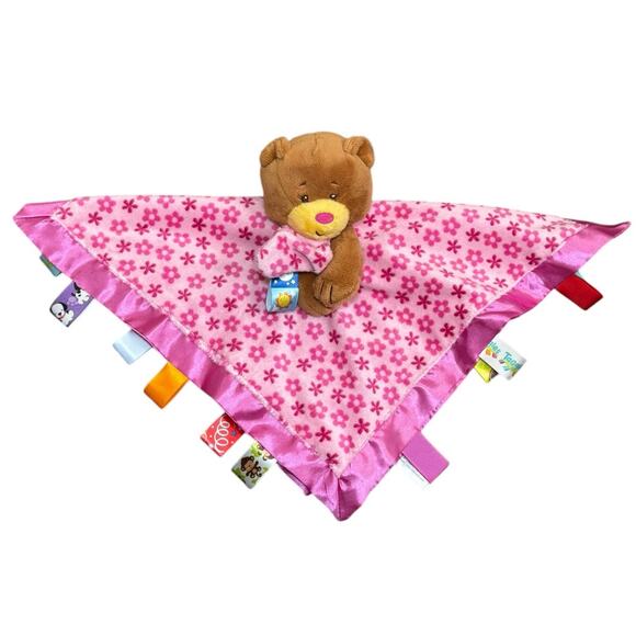 Taggies Baby Bear Lovey Plush Little Security Blanket Pink Girl Bright Cute 14" - Picture 4 of 10